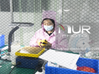 Workers at a liquid crystal display manufacturer work at Shanting Economic Development Zone in Zaozhuang, China, on September 25, 2024. (