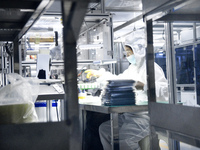 Workers at a liquid crystal display manufacturer work at Shanting Economic Development Zone in Zaozhuang, China, on September 25, 2024. (