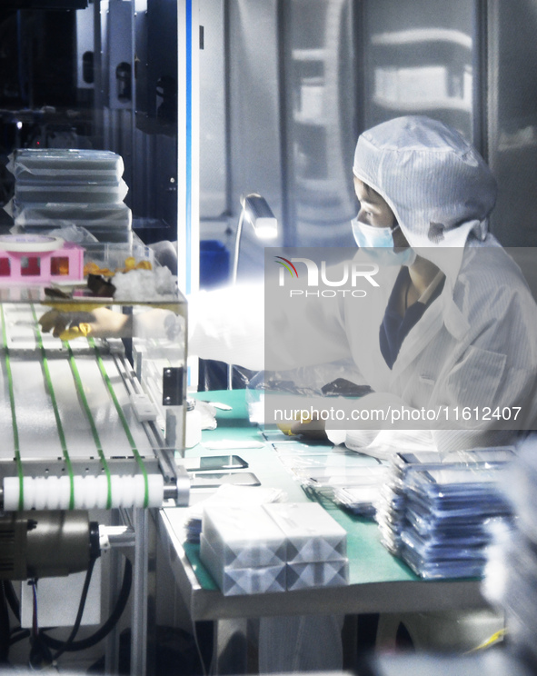 Workers at a liquid crystal display manufacturer work at Shanting Economic Development Zone in Zaozhuang, China, on September 25, 2024. 