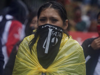 Normalista students accompany the mothers and fathers of the 43 missing Ayotzinapa students in Mexico City, Mexico, on September 26, 2024, a...