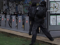 Members of the anarchist Black Bloc carry out direct action while accompanying the mothers and fathers of the 43 disappeared Ayotzinapa stud...