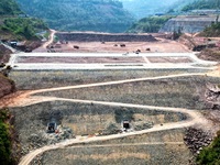 Workers work at the construction site of the Jiangjiakou Reservoir project in Jiangjiakou town, Bazhong, China, on September 25, 2024. (