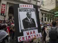 The pro-Palestinian protest in New York City, USA, on September 26, 2024. Hundreds gather for demonstrations against Israeli Prime Minister...