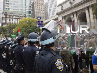 The pro-Palestinian protest in New York City, USA, on September 26, 2024. Hundreds gather for demonstrations against Israeli Prime Minister...