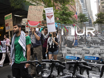 The pro-Palestinian protest in New York City, USA, on September 26, 2024. Hundreds gather for demonstrations against Israeli Prime Minister...