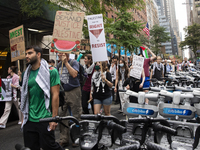 The pro-Palestinian protest in New York City, USA, on September 26, 2024. Hundreds gather for demonstrations against Israeli Prime Minister...