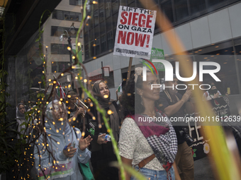 Hundreds gather for a pro-Palestinian protest in New York City, USA, on September 26, 2024, demonstrating against Israeli Prime Minister Ben...