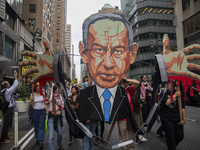 Hundreds gather for a pro-Palestinian protest in New York City, USA, on September 26, 2024, demonstrating against Israeli Prime Minister Ben...