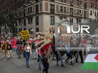 Hundreds gather for a pro-Palestinian protest in New York City, USA, on September 26, 2024, demonstrating against Israeli Prime Minister Ben...