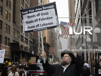 Hundreds gather for a pro-Palestinian protest in New York City, USA, on September 26, 2024, demonstrating against Israeli Prime Minister Ben...