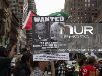 Hundreds gather for a pro-Palestinian protest in New York City, USA, on September 26, 2024, demonstrating against Israeli Prime Minister Ben...