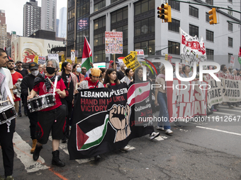 Hundreds gather for a pro-Palestinian protest in New York City, USA, on September 26, 2024, demonstrating against Israeli Prime Minister Ben...