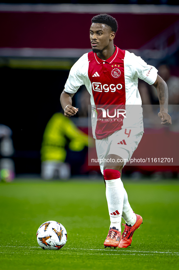 AFC Ajax Amsterdam defender Jorrel Hato during the match between Ajax and Besiktas at the Johan Cruijff ArenA for the UEFA Europa League - L...