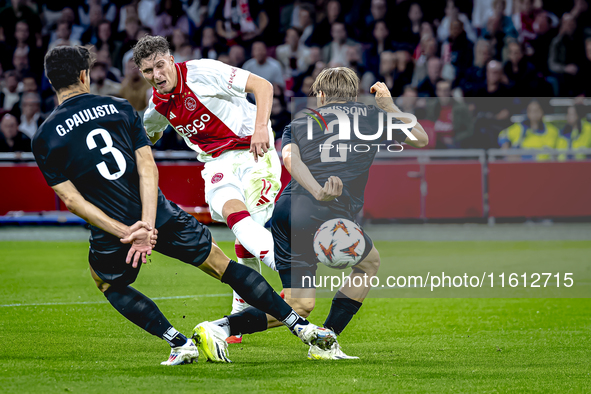 AFC Ajax Amsterdam forward Mika Godts during the match between Ajax and Besiktas at the Johan Cruijff ArenA for the UEFA Europa League - Lea...