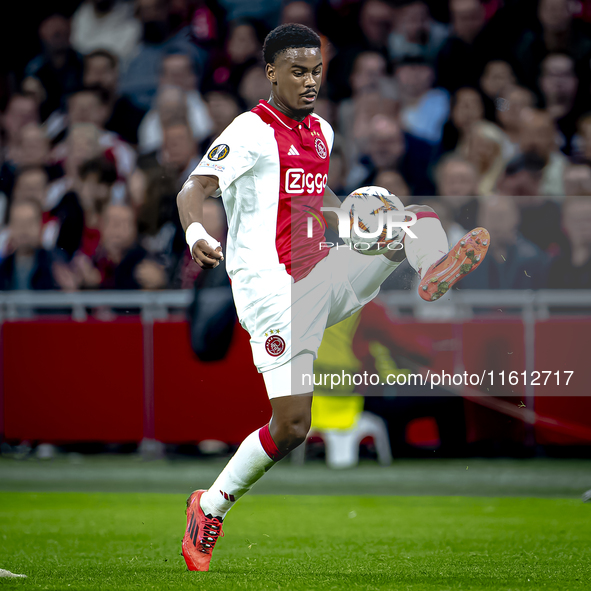 AFC Ajax Amsterdam defender Jorrel Hato during the match between Ajax and Besiktas at the Johan Cruijff ArenA for the UEFA Europa League - L...