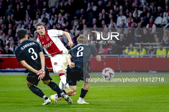 AFC Ajax Amsterdam forward Mika Godts during the match between Ajax and Besiktas at the Johan Cruijff ArenA for the UEFA Europa League - Lea...