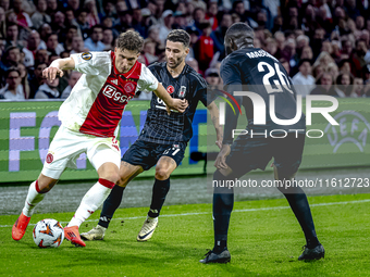 AFC Ajax Amsterdam forward Mika Godts and Besiktas JK forward Rafa Silva during the match Ajax vs. Besiktas at the Johan Cruijff ArenA for t...