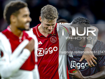 AFC Ajax Amsterdam forward Wout Weghorst and AFC Ajax Amsterdam forward Bertrand Traore during the match Ajax vs. Besiktas at the Johan Crui...