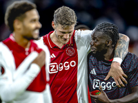 AFC Ajax Amsterdam forward Wout Weghorst and AFC Ajax Amsterdam forward Bertrand Traore during the match Ajax vs. Besiktas at the Johan Crui...