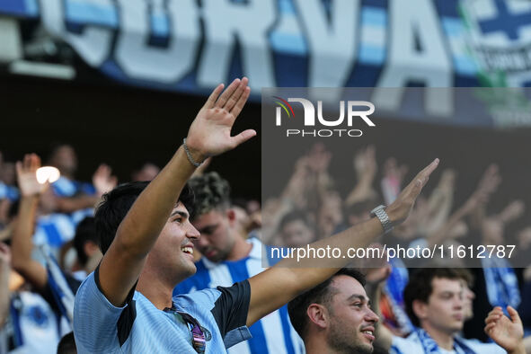 Espanyol fans cheer for their team during the La Liga EA SPORTS match against Villarreal at Stage Front Stadium, on September 26, 2024 