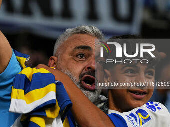 Espanyol fans cheer for their team during the La Liga EA SPORTS match against Villarreal at Stage Front Stadium, on September 26, 2024 (