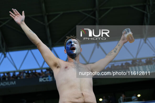 Espanyol fans cheer for their team during the La Liga EA SPORTS match against Villarreal at Stage Front Stadium, on September 26, 2024 