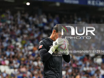 Diego Conde of Villarreal during the La Liga EA SPORTS match against Espanyol at Stage Front Stadium, in Villarreal, Spain, on September 26,...