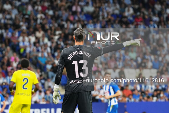 Diego Conde of Villarreal during the La Liga EA SPORTS match against Espanyol at Stage Front Stadium, in Villarreal, Spain, on September 26,...