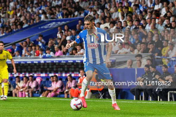 Jofre Carreras of Espanyol during the La Liga EA SPORTS match against Villarreal at Stage Front Stadium, in Villarreal, Spain, on September...