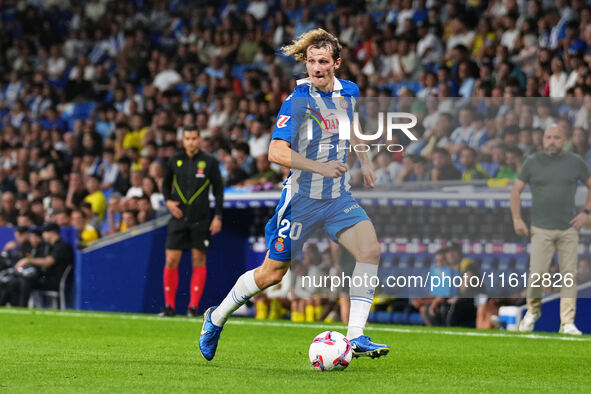 Alex Kral of Espanyol during the La Liga EA SPORTS match against Villarreal at Stage Front Stadium in Villarreal, Spain, on September 26, 20...