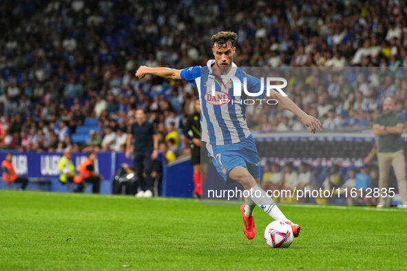 Javi Puado of Espanyol during the La Liga EA SPORTS match against Villarreal at Stage Front Stadium, in Villarreal, Spain, on September 26,...