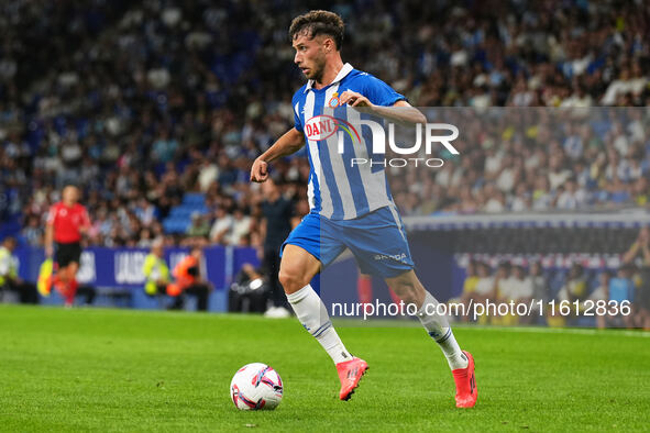 Javi Puado of Espanyol during the La Liga EA SPORTS match against Villarreal at Stage Front Stadium, in Villarreal, Spain, on September 26,...