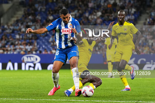 Walid Cheddira of Espanyol during the La Liga EA SPORTS match against Villarreal at Stage Front Stadium, on September 26, 2024 