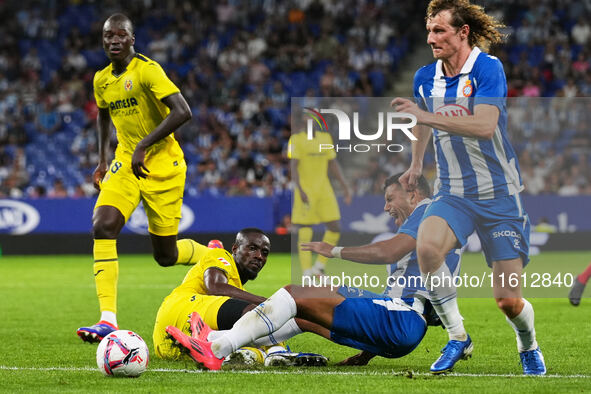 Walid Cheddira of Espanyol during the La Liga EA SPORTS match against Villarreal at Stage Front Stadium, on September 26, 2024 