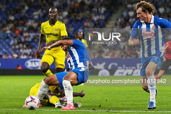 Walid Cheddira of Espanyol during the La Liga EA SPORTS match against Villarreal at Stage Front Stadium, on September 26, 2024 