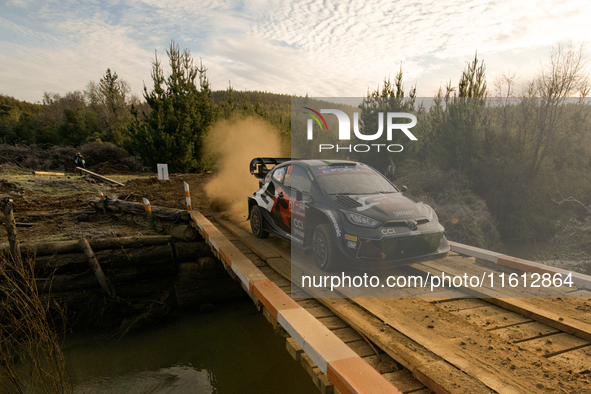 Driver Elfyn Evans and co-driver Scott Martin of the team Toyota Gazoo Racing WRT, Toyota GR Yaris Rally1 Hybrid, face shakedown during FIA...