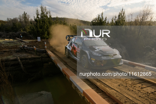 Driver Sebastien Ogier and co-driver Vincent Landais of the team Toyota Gazoo Racing WRT, Toyota GR Yaris Rally1 Hybrid, face shakedown duri...