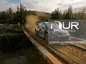 Driver Sebastien Ogier and co-driver Vincent Landais of the team Toyota Gazoo Racing WRT, Toyota GR Yaris Rally1 Hybrid, face shakedown duri...