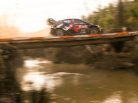 Kalle Rovanpera and co-driver Jonne Halttunen of the team Toyota Gazoo Racing WRT drive the Toyota GR Yaris Rally1 Hybrid. They face shakedo...