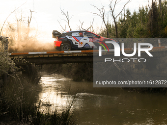 Driver Thierry Neuville and co-driver Martijn Wydaeghe of the team Hyundai Shell Mobis World Rally Team, in a Hyundai i20 N Rally1 Hybrid, f...