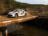 Driver Sami Pajari and co-driver Enni Malkonen of the team Toyota Gazoo Racing WRT, Toyota GR Yaris Rally1 Hybrid, face in shakedown during...