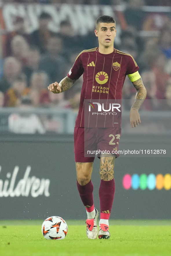 Gianluca Mancini centre-back of Roma and Italy during the UEFA Europa League 2024/25 League Phase MD1 match between AS Roma and Athletic Clu...