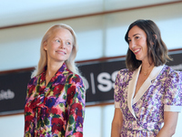 Pamela Anderson and Gia Coppola attend the photocall for ''The Last Showgirl'' during the 72nd San Sebastian International Film Festival in...