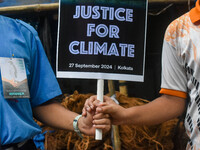 School students protest during the Global Climate Strike 2024 in Kolkata, India, on September 27, 2024. (