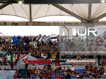 Supporters of Udinese Calcio during the Serie A Enilive match between AS Roma and Udinese Calcio at Stadio Olimpico on September 22, 2024 in...