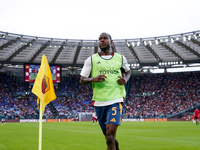 Evan Ndicka of AS Roma looks on during the Serie A Enilive match between AS Roma and Udinese Calcio at Stadio Olimpico on September 22, 2024...