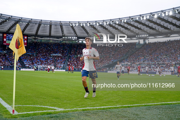 Tommaso Baldanzi of AS Roma looks on during the Serie A Enilive match between AS Roma and Udinese Calcio at Stadio Olimpico on September 22,...