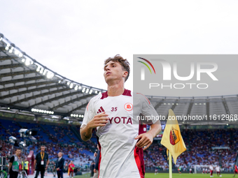 Tommaso Baldanzi of AS Roma looks on during the Serie A Enilive match between AS Roma and Udinese Calcio at Stadio Olimpico on September 22,...