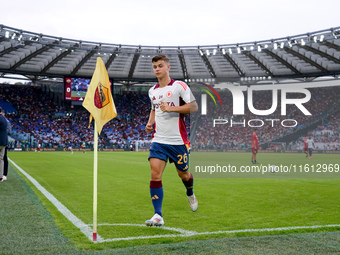 Samuel Dahl of AS Roma looks on during the Serie A Enilive match between AS Roma and Udinese Calcio at Stadio Olimpico on September 22, 2024...