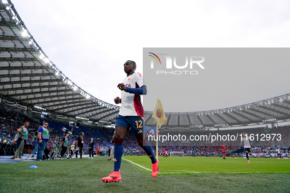 Saud Abdulhamid of AS Roma looks on during the Serie A Enilive match between AS Roma and Udinese Calcio at Stadio Olimpico on September 22,...